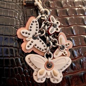 Coach Chalk Butterfly Butterflies Leather Keychain